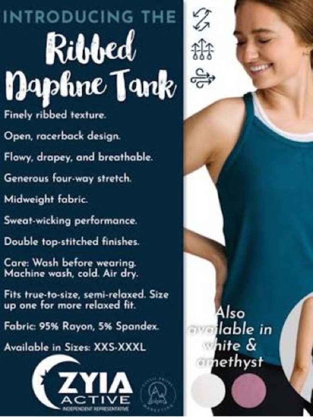 Zyia Daphne tank - gorgeous color! (large) NWT - Picture 4 of 10